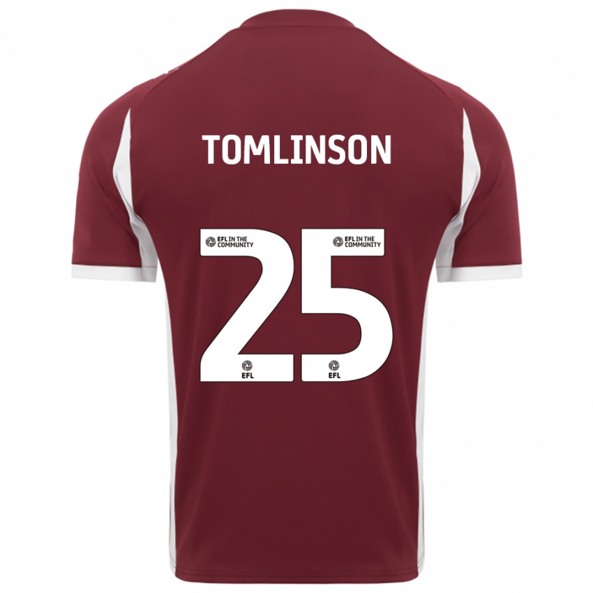 ילדים ג'וש טומלינסון #25 בורדו לבן ג'רזי ביתית 2025/26 חולצה קצרה