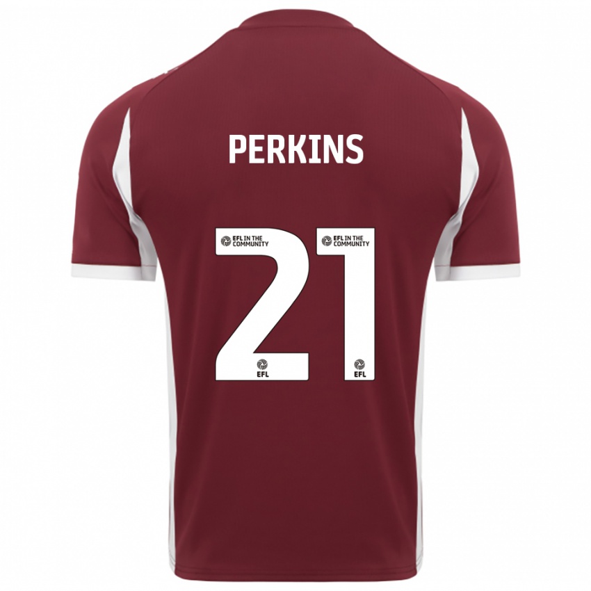 ילדים ג'ק פרקינס #21 בורדו לבן ג'רזי ביתית 2025/26 חולצה קצרה