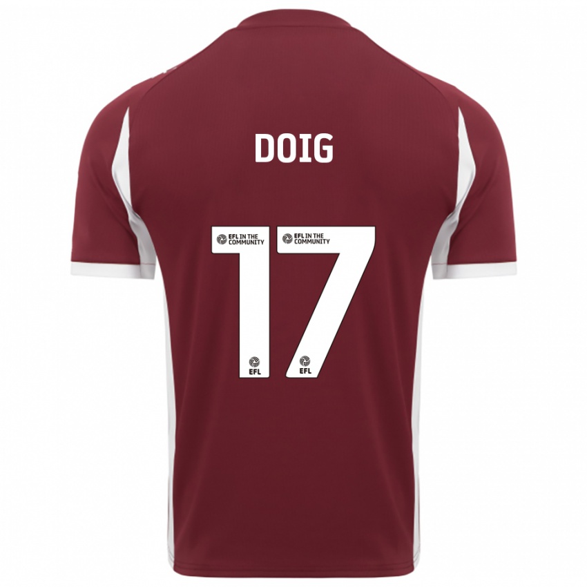 ילדים Keira Doig #17 בורדו לבן ג'רזי ביתית 2025/26 חולצה קצרה