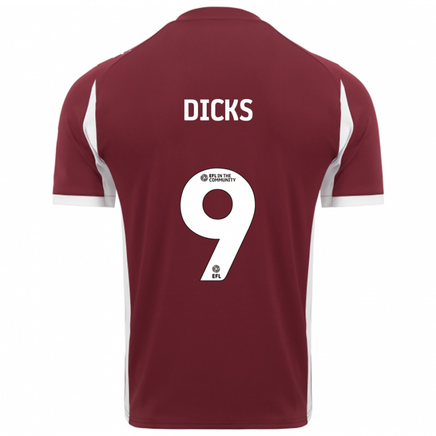 ילדים Alexandra Dicks #9 בורדו לבן ג'רזי ביתית 2025/26 חולצה קצרה