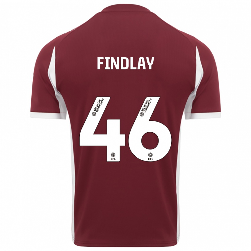 ילדים Freddie Findlay #46 בורדו לבן ג'רזי ביתית 2025/26 חולצה קצרה