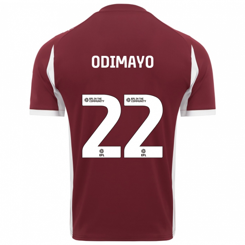 ילדים Akin Odimayo #22 בורדו לבן ג'רזי ביתית 2025/26 חולצה קצרה