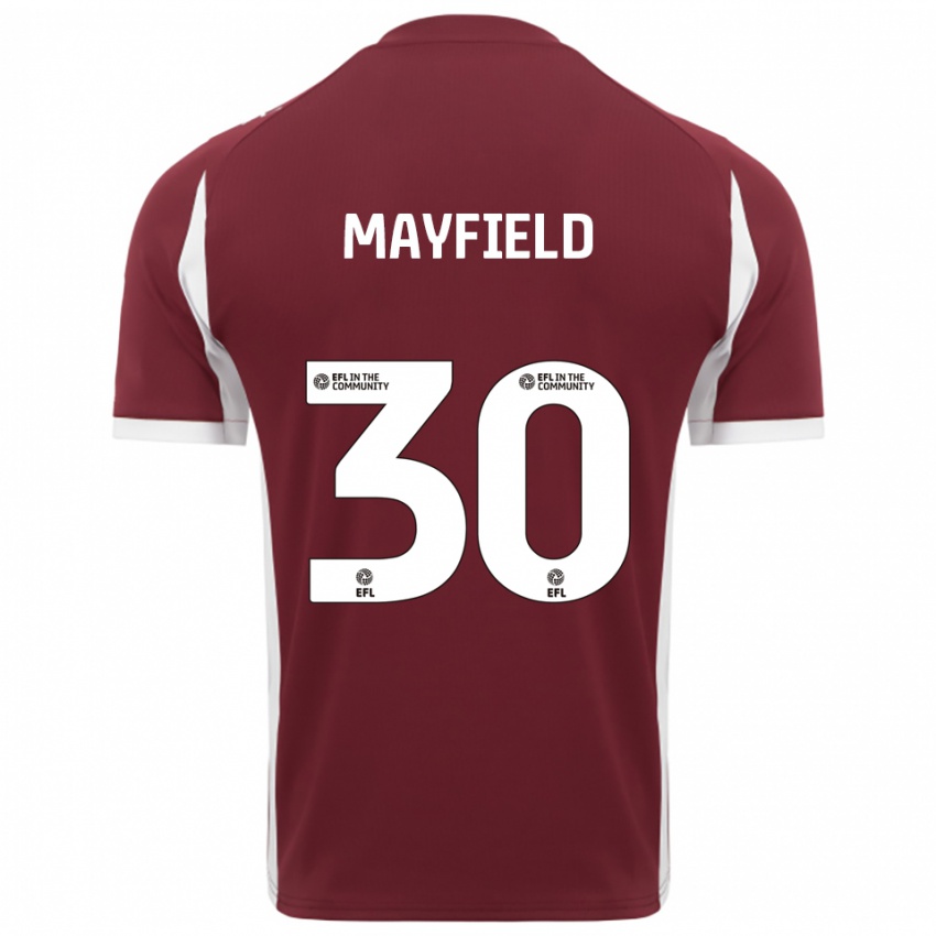 ילדים Holly Mayfield #30 בורדו לבן ג'רזי ביתית 2025/26 חולצה קצרה