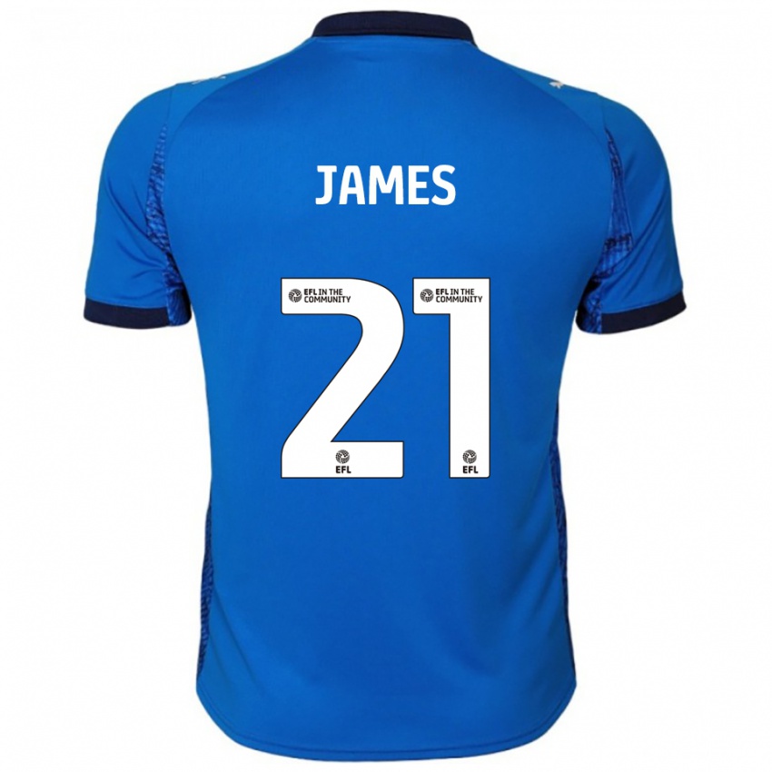 ילדים היילי ג'יימס #21 כחול לבן ג'רזי ביתית 2025/26 חולצה קצרה