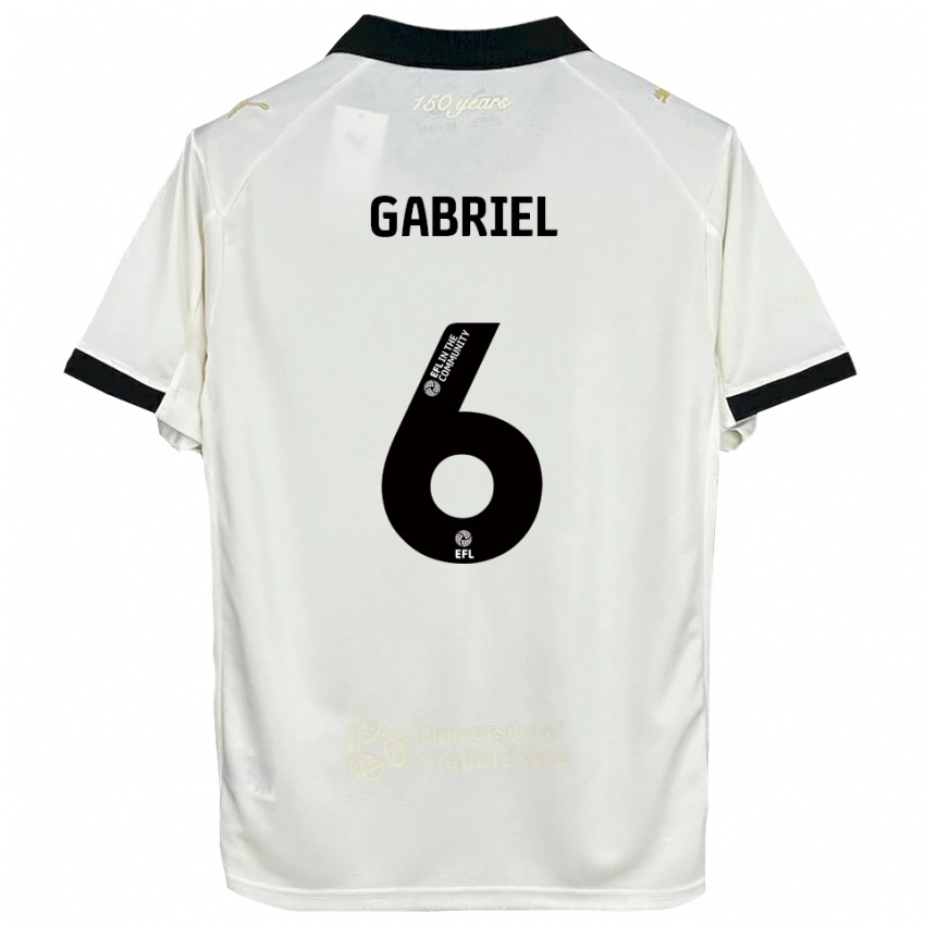 ילדים ג'ורדן לורנס-גבריאל #6 לבן פנינה שחור ג'רזי ביתית 2025/26 חולצה קצרה