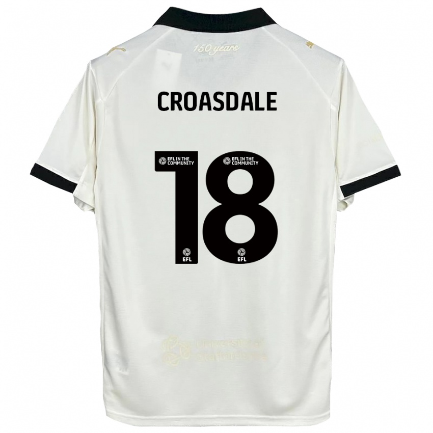 ילדים ראיין קרואסדייל #18 לבן פנינה שחור ג'רזי ביתית 2025/26 חולצה קצרה