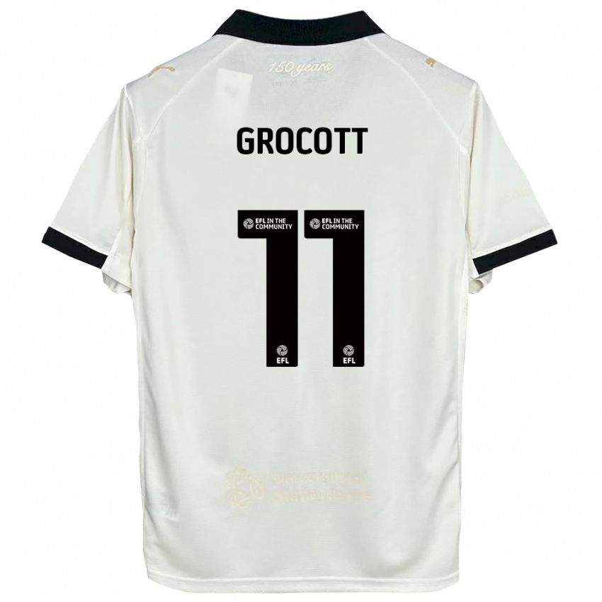 ילדים Olivia Grocott #11 לבן פנינה שחור ג'רזי ביתית 2025/26 חולצה קצרה