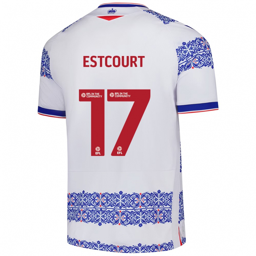 ילדים צ'ארלי אסטקור #17 לבן כחול ג'רזי ביתית 2025/26 חולצה קצרה