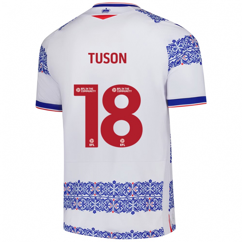 ילדים Freya Meadows-Tuson #18 לבן כחול ג'רזי ביתית 2025/26 חולצה קצרה