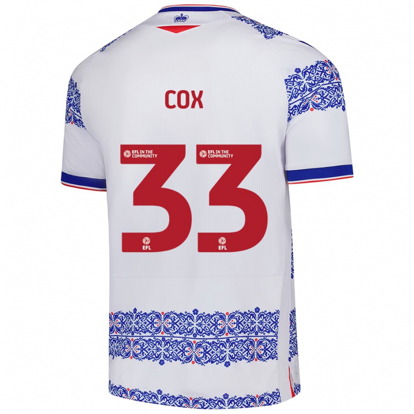 ילדים Bella Cox #33 לבן כחול ג'רזי ביתית 2025/26 חולצה קצרה