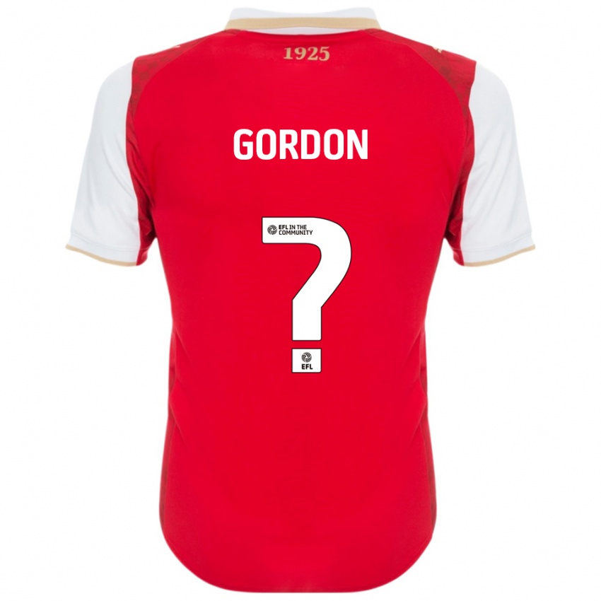 ילדים Owain Gordon #0 אדום לבן ג'רזי ביתית 2025/26 חולצה קצרה