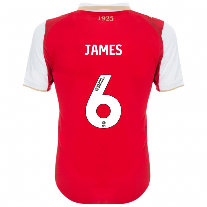 ילדים ריס ג'יימס #6 אדום לבן ג'רזי ביתית 2025/26 חולצה קצרה