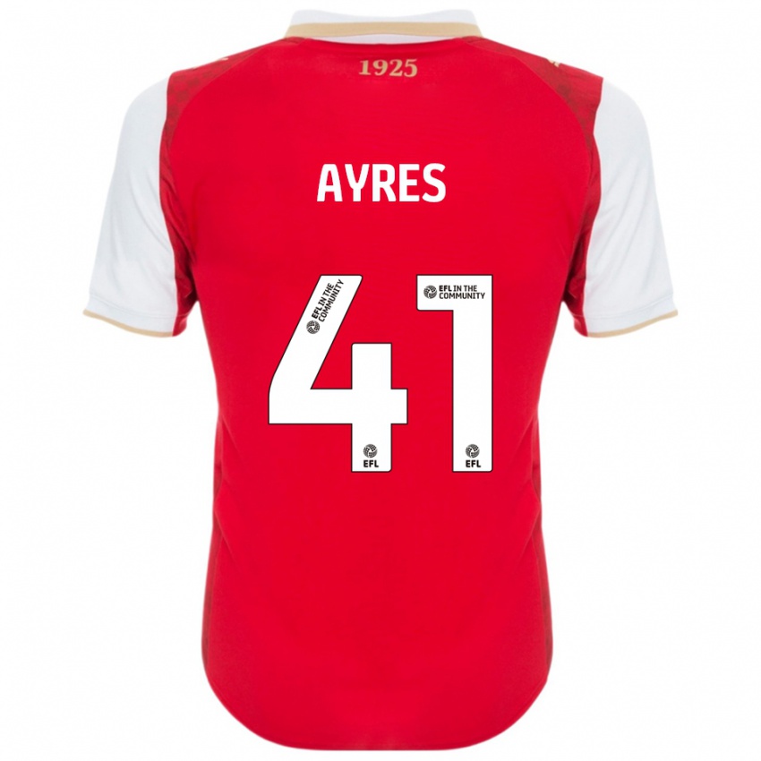 ילדים Josh Ayres #41 אדום לבן ג'רזי ביתית 2025/26 חולצה קצרה