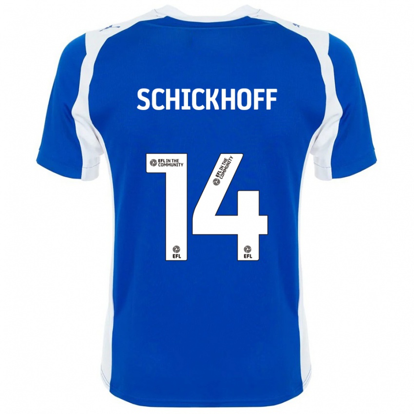 ילדים Ella Schickhoff #14 כחול לבן ג'רזי ביתית 2025/26 חולצה קצרה