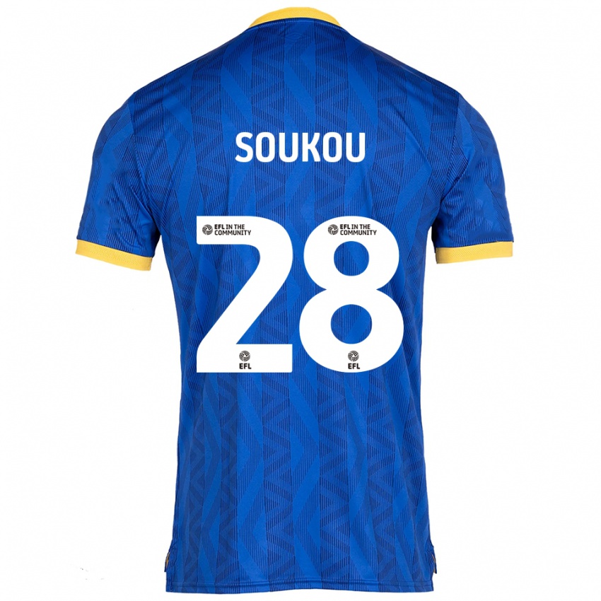 ילדים Shaun Soukou #28 כחול נייבי צהוב ג'רזי ביתית 2025/26 חולצה קצרה