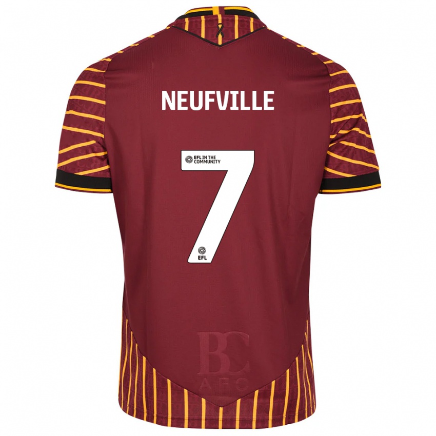 ילדים ג'וש נוויל #7 כתום בורדו ג'רזי ביתית 2025/26 חולצה קצרה