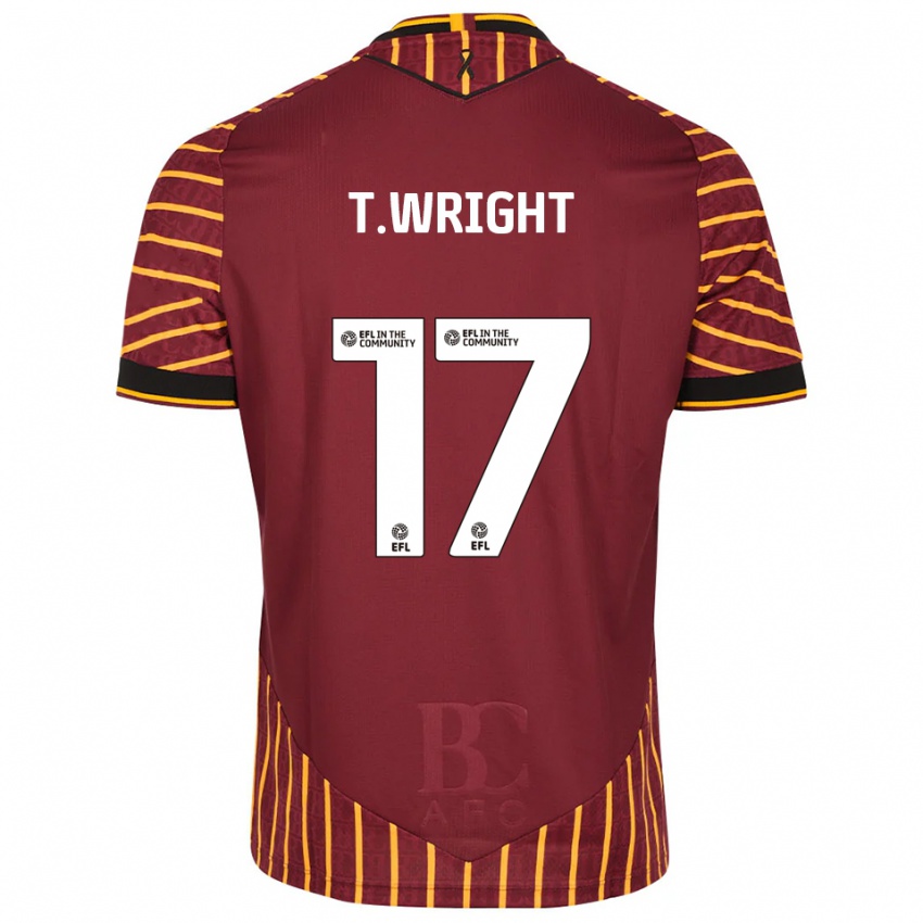 ילדים טיריק רייט #17 כתום בורדו ג'רזי ביתית 2025/26 חולצה קצרה