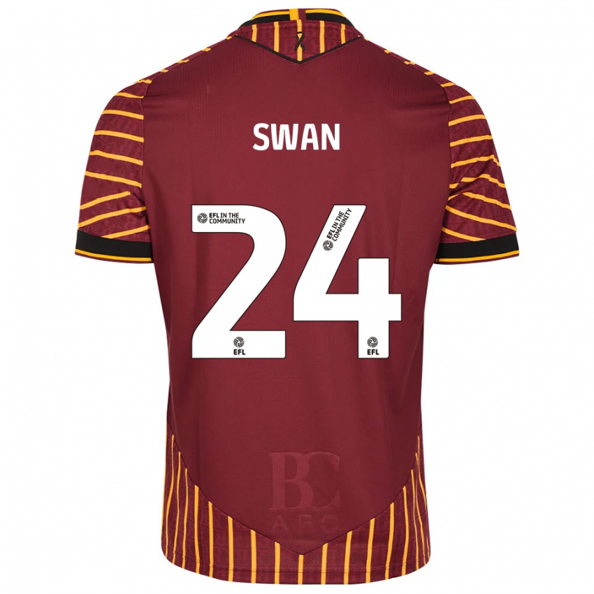 ילדים Will Swan #24 כתום בורדו ג'רזי ביתית 2025/26 חולצה קצרה