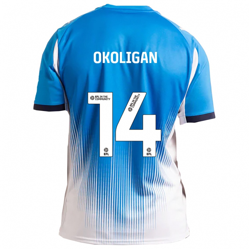 ילדים Desire Okoligan #14 כחול לבן ג'רזי ביתית 2025/26 חולצה קצרה