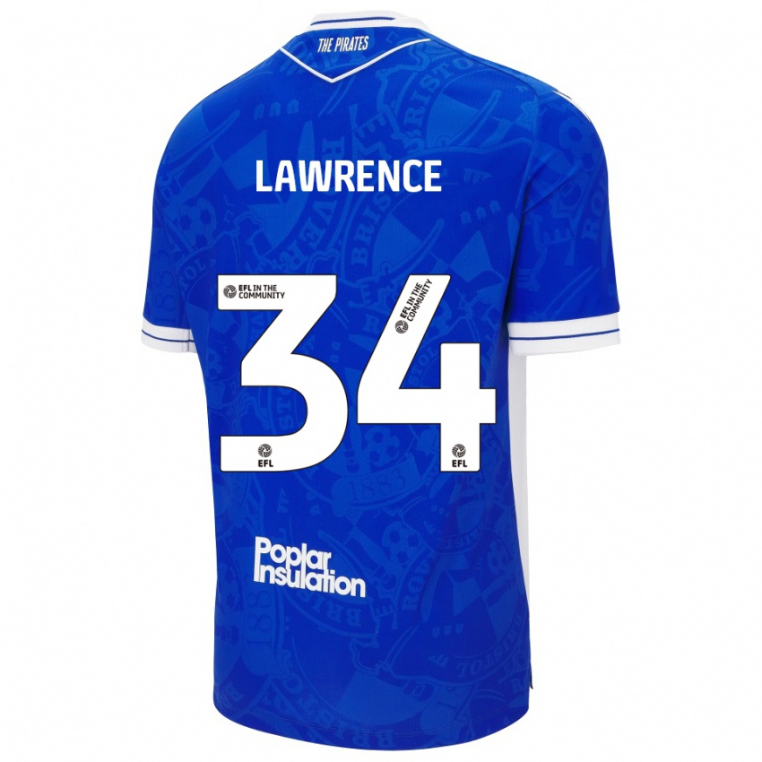 ילדים ג׳רי לורנס #34 כחול לבן ג'רזי ביתית 2025/26 חולצה קצרה