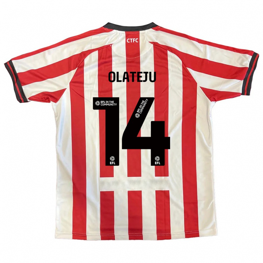 ילדים Ibrahim Olateju #14 אדום לבן שחור ג'רזי ביתית 2025/26 חולצה קצרה