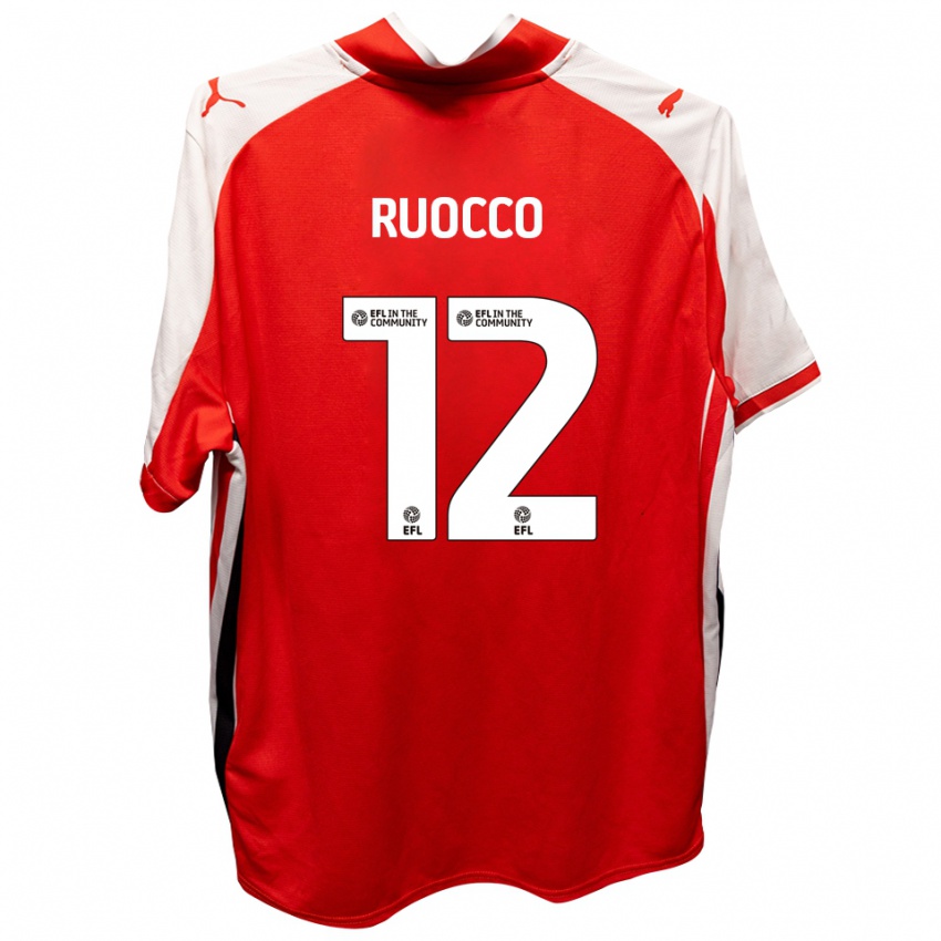 ילדים Alessio Ruocco #12 אדום לבן ג'רזי ביתית 2025/26 חולצה קצרה
