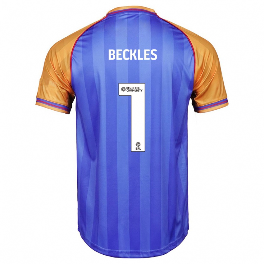 ילדים Frankie Beckles #1 כחול כתום ג'רזי ביתית 2025/26 חולצה קצרה