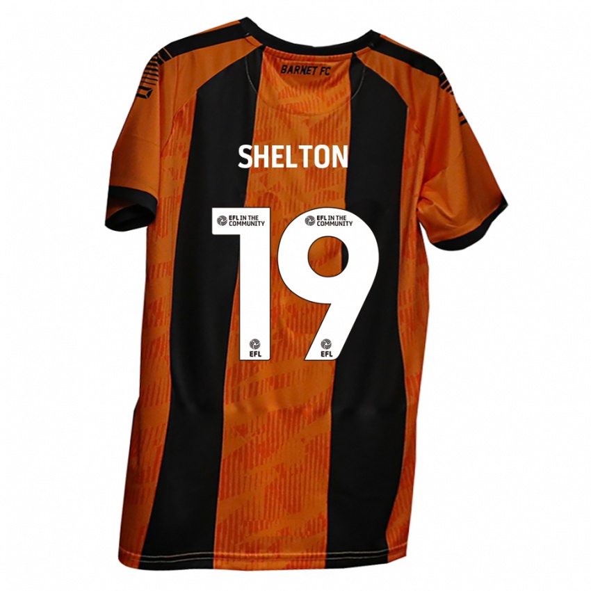 ילדים Mark Shelton #19 כתום שחור ג'רזי ביתית 2025/26 חולצה קצרה