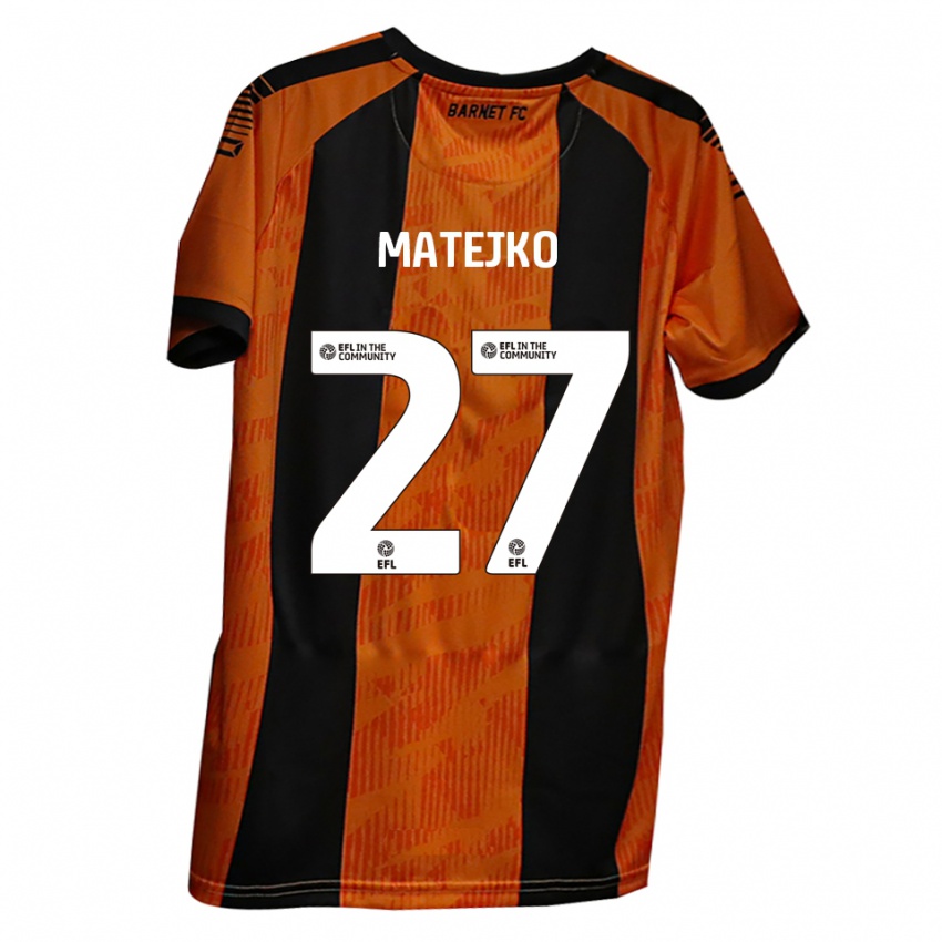 ילדים פטריק מטייקו #27 כתום שחור ג'רזי ביתית 2025/26 חולצה קצרה