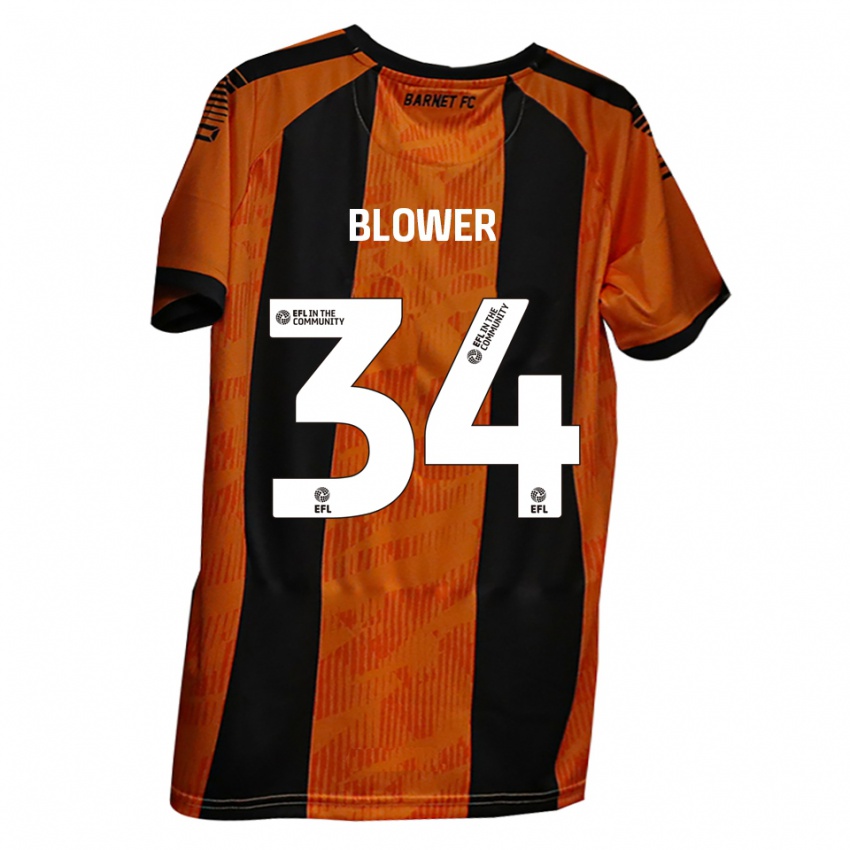 ילדים Jack Blower #34 כתום שחור ג'רזי ביתית 2025/26 חולצה קצרה