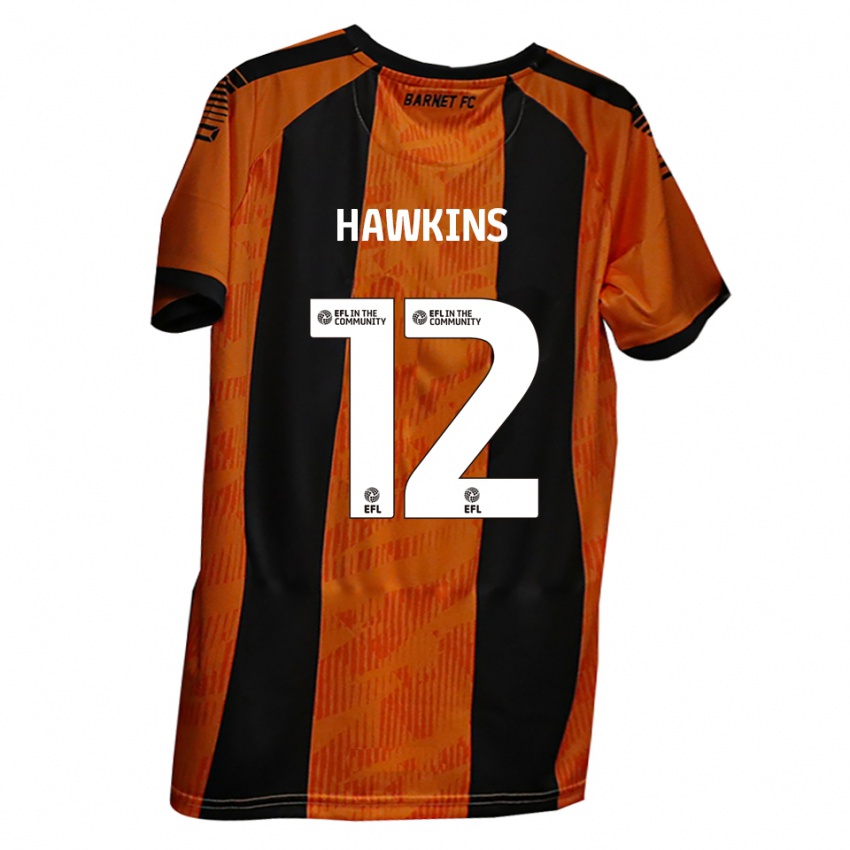 ילדים אוליבר הוקינס #12 כתום שחור ג'רזי ביתית 2025/26 חולצה קצרה