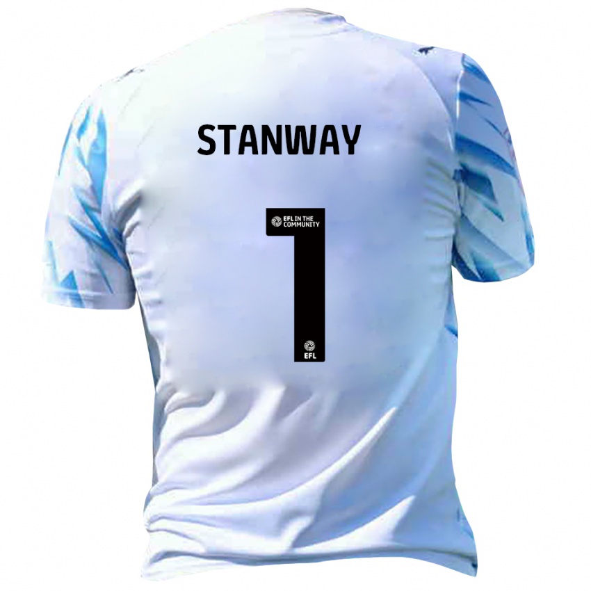 ילדים Wyll Stanway #1 לבן תכלת ג'רזי ביתית 2025/26 חולצה קצרה