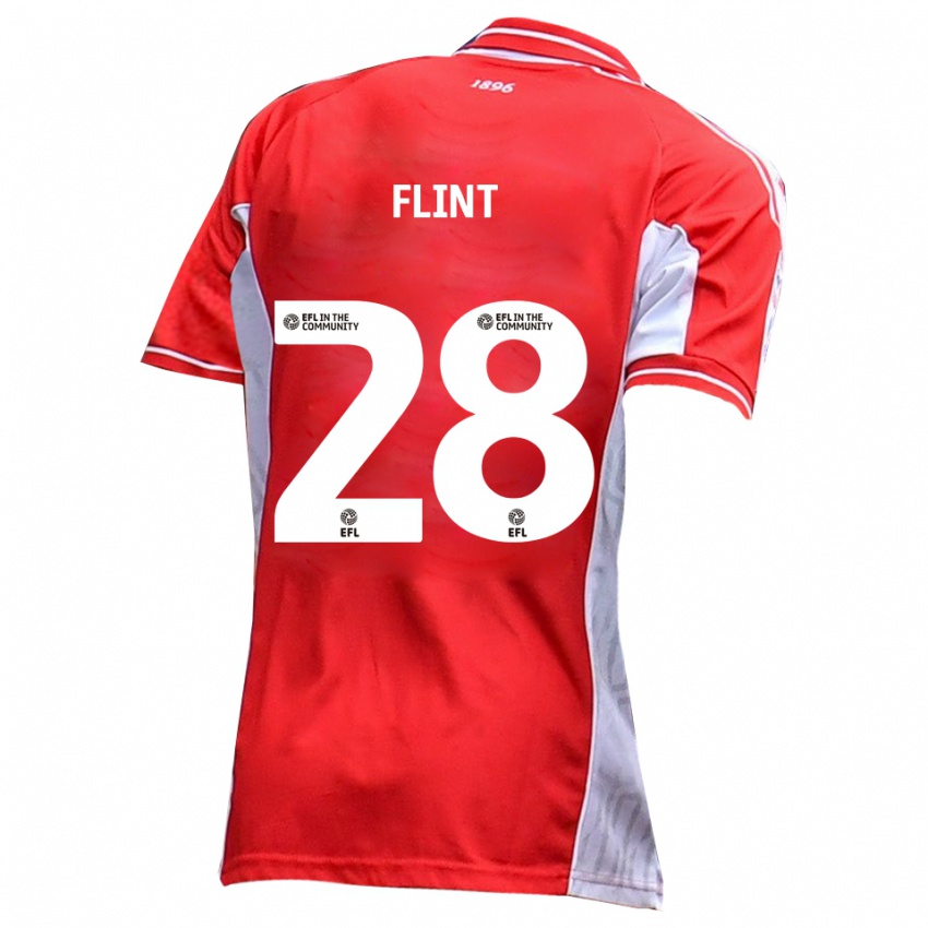 ילדים ג'וש פלינט #28 אדום לבן ג'רזי ביתית 2025/26 חולצה קצרה