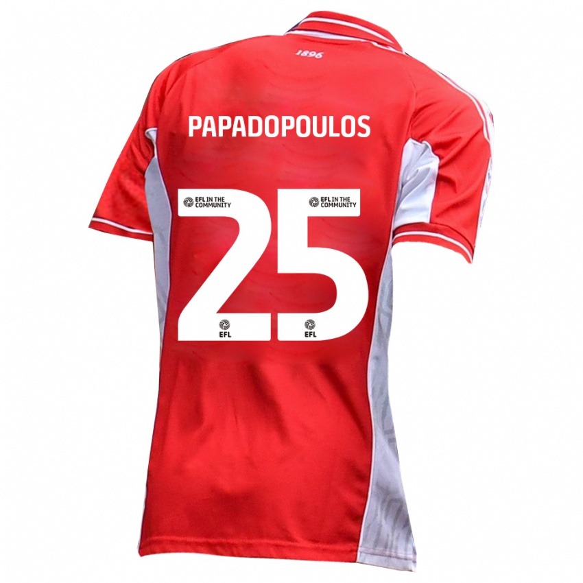 ילדים אנטוני פאפאדופולוס #25 אדום לבן ג'רזי ביתית 2025/26 חולצה קצרה