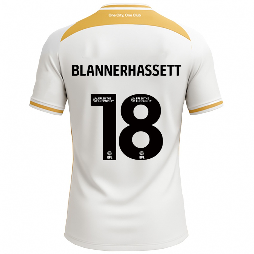 ילדים Tommy Blannerhassett #18 לבן זהב ג'רזי ביתית 2025/26 חולצה קצרה