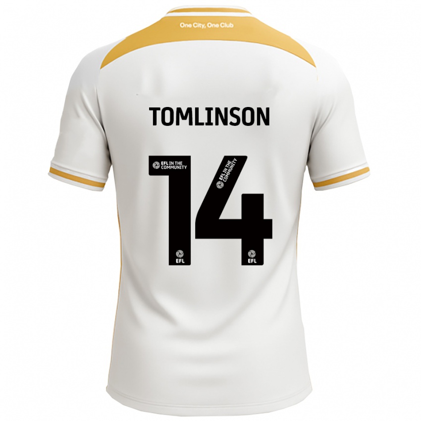 ילדים ג'ו טומלינסון #14 לבן זהב ג'רזי ביתית 2025/26 חולצה קצרה