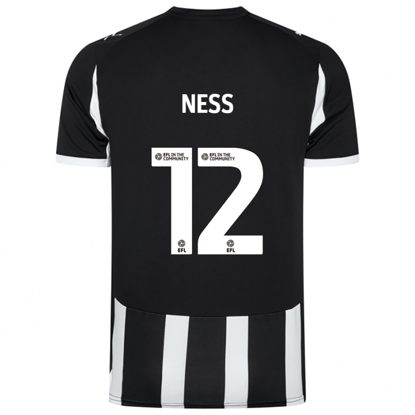 ילדים לוקאס נס #12 שחור לבן ג'רזי ביתית 2025/26 חולצה קצרה