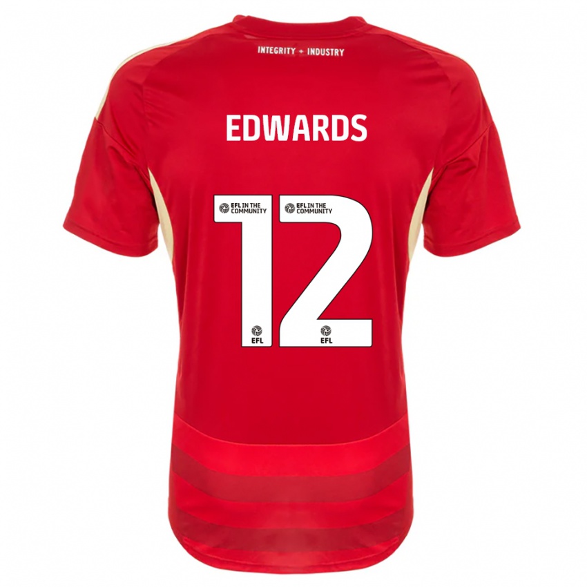 ילדים טום אדוארדס #12 אדום לבן ג'רזי ביתית 2025/26 חולצה קצרה