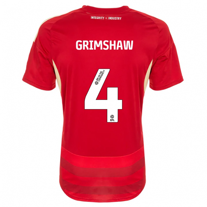 ילדים Niamh Grimshaw #4 אדום לבן ג'רזי ביתית 2025/26 חולצה קצרה