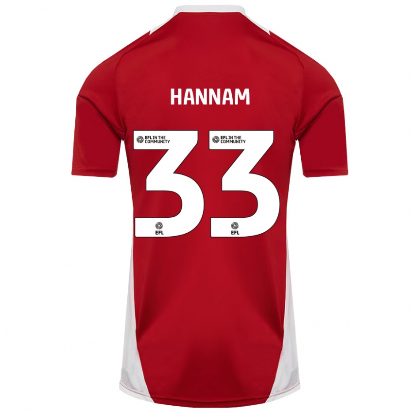 ילדים Shawna Hannam #33 אדום לבן זהב ג'רזי ביתית 2025/26 חולצה קצרה