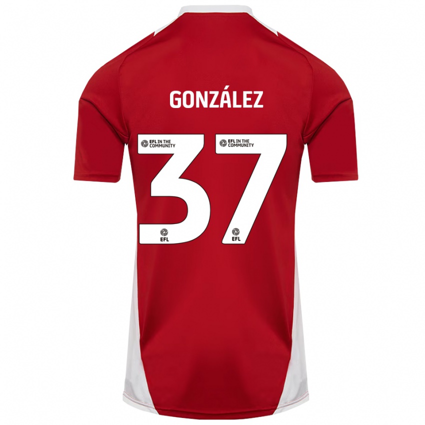 ילדים דני גונסאלס #37 אדום לבן זהב ג'רזי ביתית 2025/26 חולצה קצרה