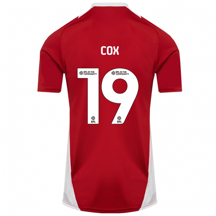 ילדים Hannah Cox #19 אדום לבן זהב ג'רזי ביתית 2025/26 חולצה קצרה