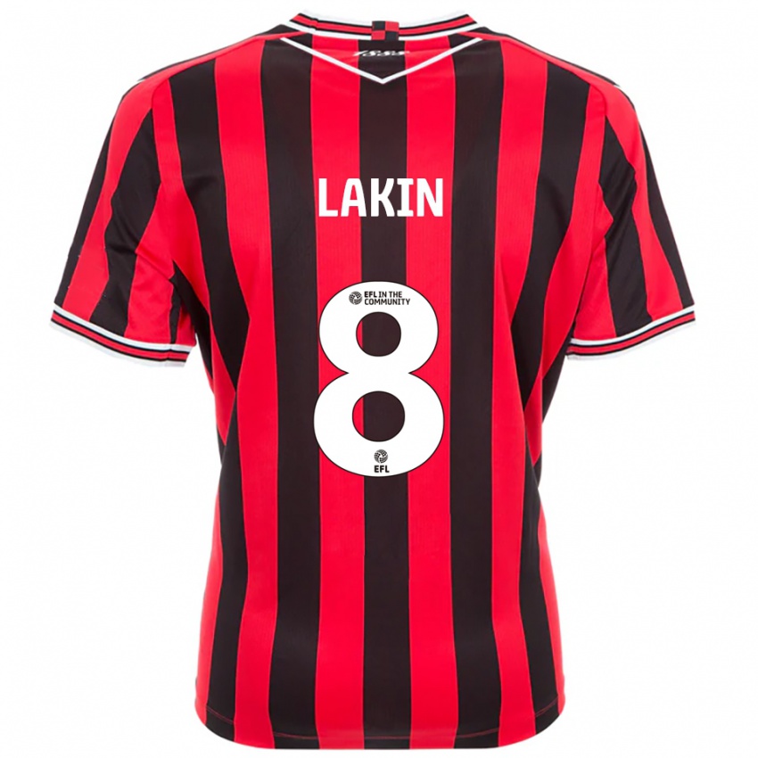 ילדים צ'ארלי לייקין #8 אדום שחור ג'רזי ביתית 2025/26 חולצה קצרה