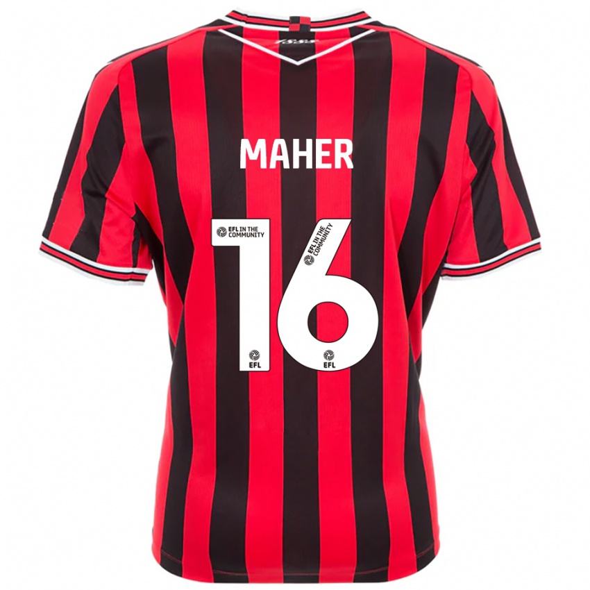 ילדים Ronan Maher #16 אדום שחור ג'רזי ביתית 2025/26 חולצה קצרה