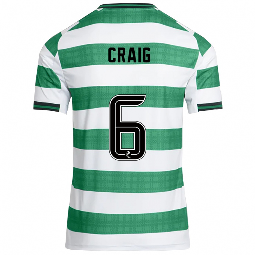 ילדים קלואי נורמה קרייג #6 ירוק לבן ג'רזי ביתית 2025/26 חולצה קצרה