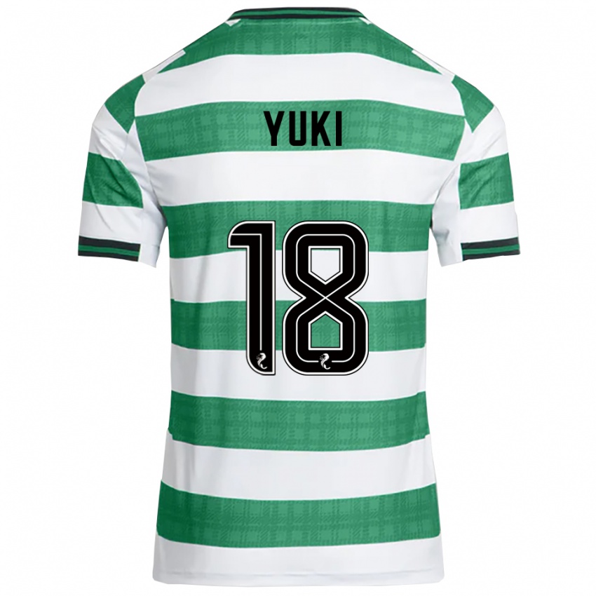 ילדים יוקי קובאיאשי #18 ירוק לבן ג'רזי ביתית 2025/26 חולצה קצרה
