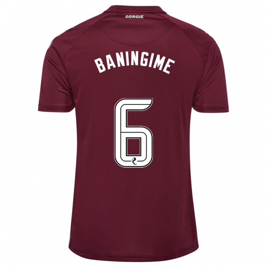 ילדים Beni Baningime #6 בורדו לבן ג'רזי ביתית 2025/26 חולצה קצרה