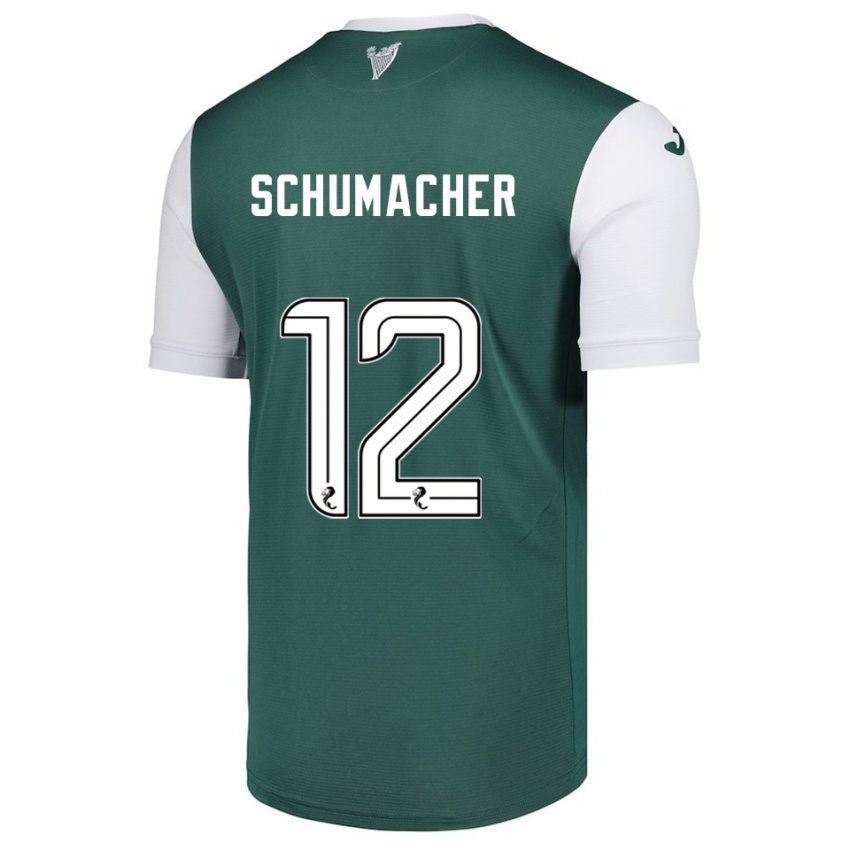 ילדים נועה שומאכר #12 ירוק לבן ג'רזי ביתית 2025/26 חולצה קצרה