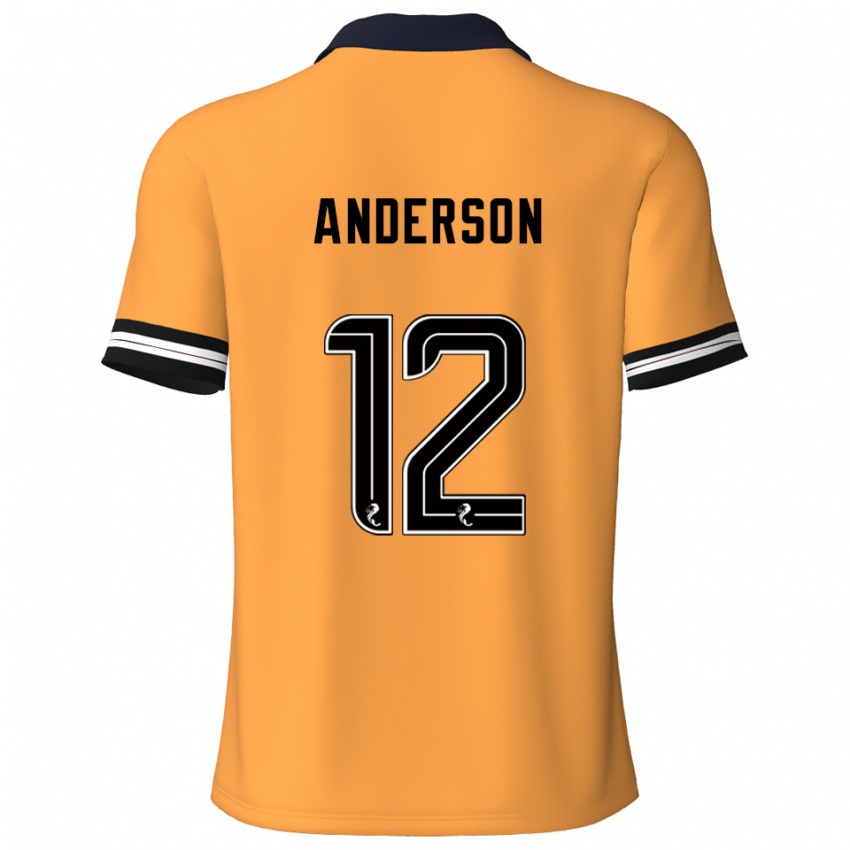 ילדים Rhys Anderson #12 צהוב שחור ג'רזי ביתית 2025/26 חולצה קצרה