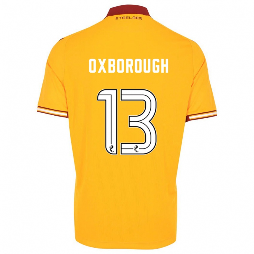 ילדים Aston Oxborough #13 צהוב בורדו ג'רזי ביתית 2025/26 חולצה קצרה